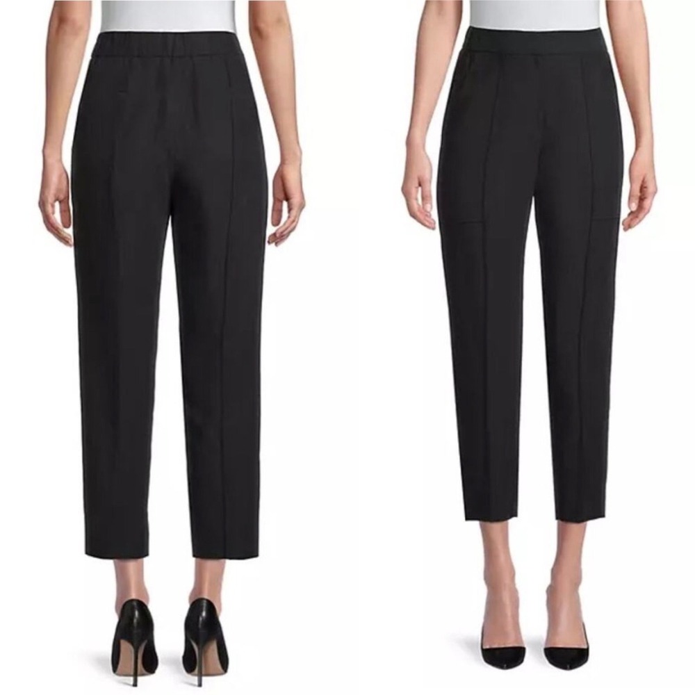 Kobi Halperin Addison Cropped Straight-Leg Linen Blend Pants‎ Black Size Large